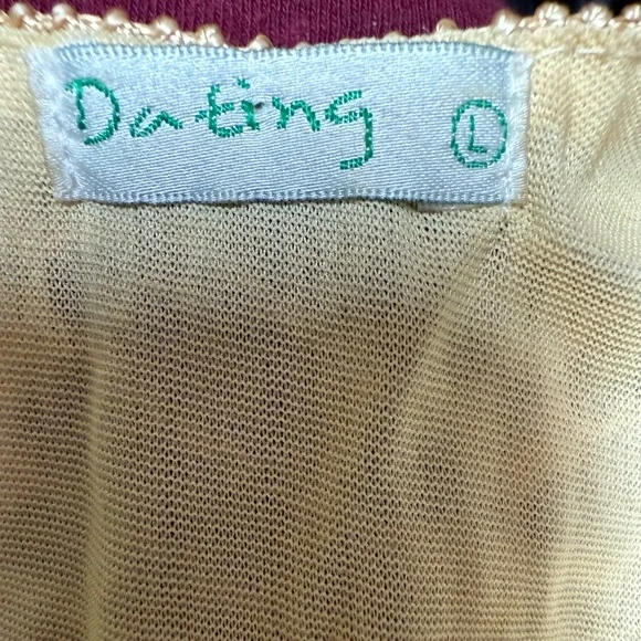 Vintage Gold Mesh Golden Beaded Overlay size L - Picture 11 of 11